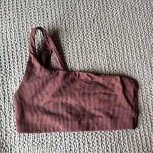 Ribbed Brown One Shoulder Bra